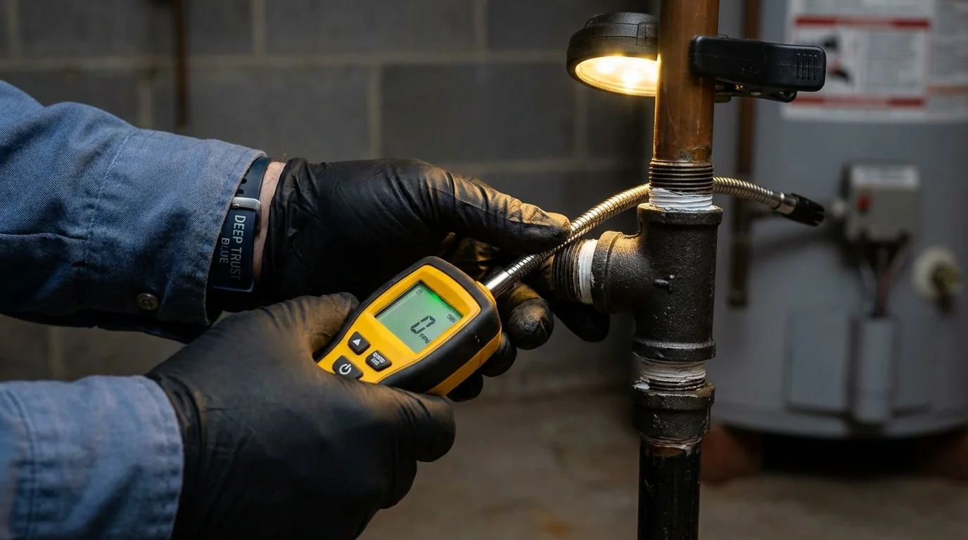 Gas leak detection with electronic sniffer by Johns Plumbing LLC in Roswell