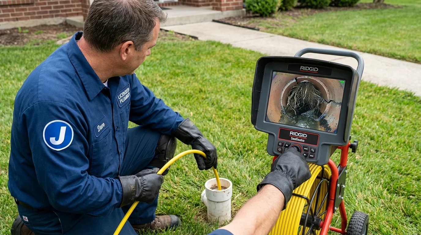Sewer camera inspection being performed by Johns Plumbing LLC in Roswell