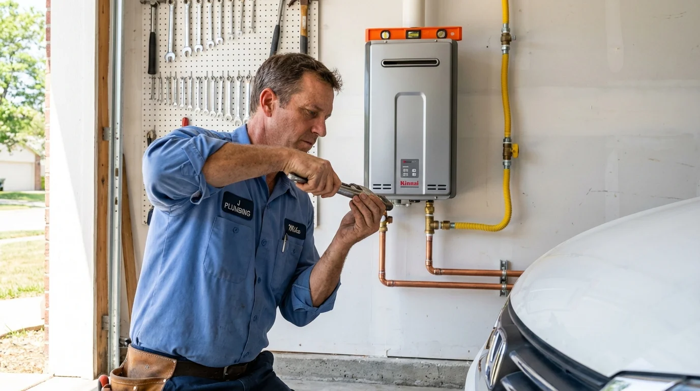 Tankless water heater installation by a Johns Plumbing LLC plumber in Roswell